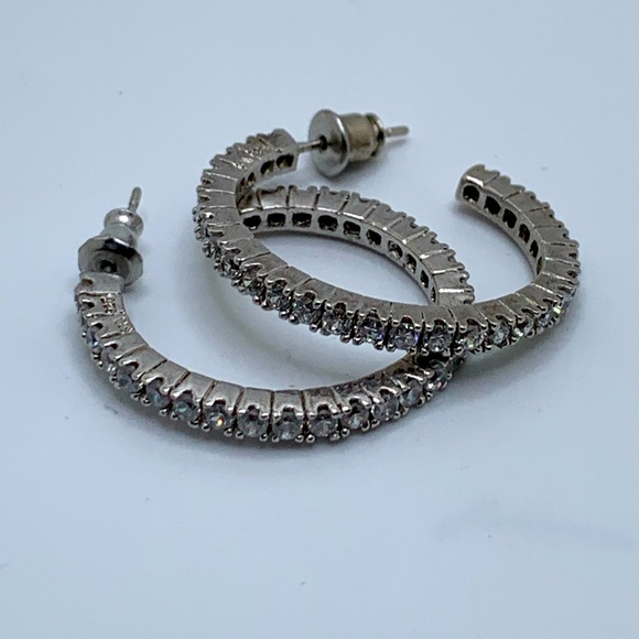 Large Sterling &. CZ Earrings - Picture 3 of 7